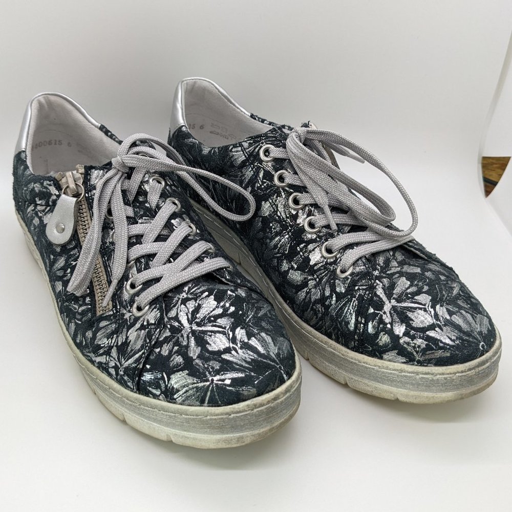 Remonte Black & Silver Casual Comfort Lace/Zip Up Shoes, US 8.5/UK 6.5/EU 39